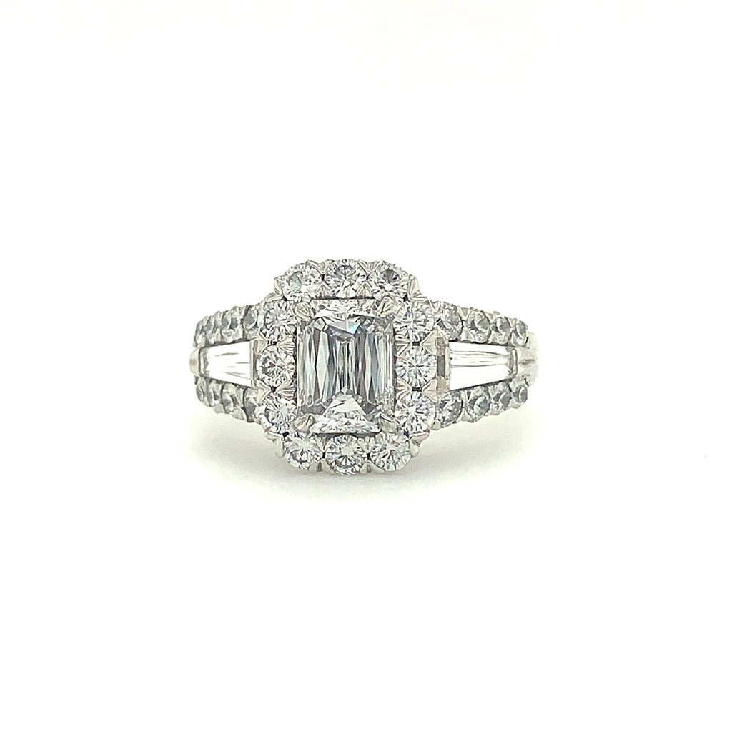 3Ct Emerald Cut Simulated Diamond Classic Trilogy Ring 18K White Gold  Plated | eBay